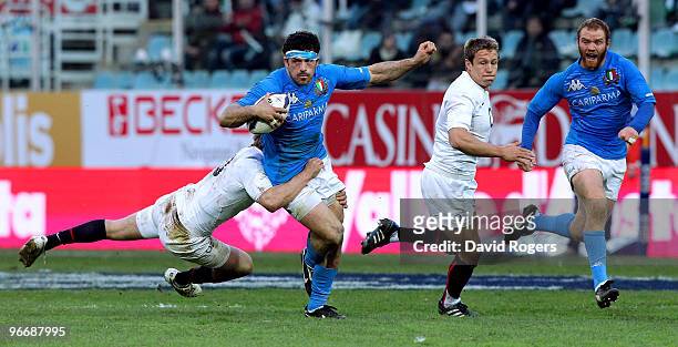 Andrea Masi of Italy moves forward during the RBS Six Nations match between Italy and England at Stadio Flaminio on February 14, 2010 in Rome, Italy.