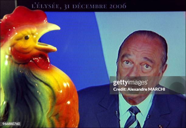 Le president Jacques Chirac lors de son allocution de fin d'annee sur l'ensemble des chaines de television francaise.