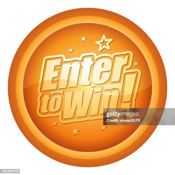 gold colored enter to win flat design icon - giveaway stock illustrations