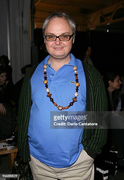 Editorial Director of Paper Magazine Mickey Boardman attends the VPL By Victoria Bartlett Fall 2010 fashion show on February 14, 2010 in New York...