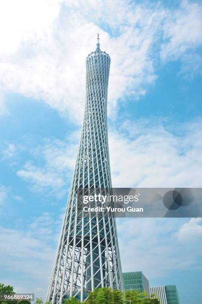 canton tower is the landmark of guangzhou city in china. - canton tower imagens e fotografias de stock