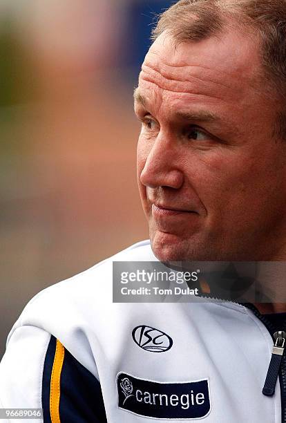 Coach of Leeds Carnegie Neil Back looks on prior to the Guinness Premiership match between Leeds Carnegie and Leicester Tigers at Headingley Stadium...