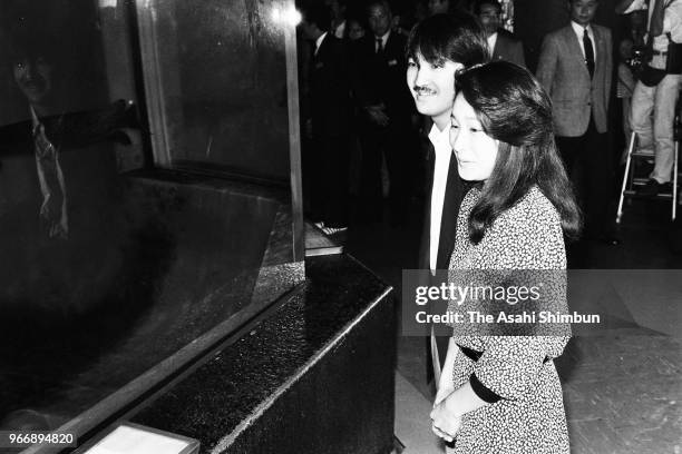 Prince Fumihito and his fiancee Kiko Kawashima visit Aburatsubo Marine Park on September 22, 1989 in Miura, Kanagawa, Japan.