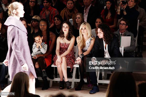 Oluchi Onweagba, Alison Brie, Tinsley Mortimer, and Constantine Maroulis attend the Luca Luca Fall 2010 Fashion Show during Mercedes-Benz Fashion...