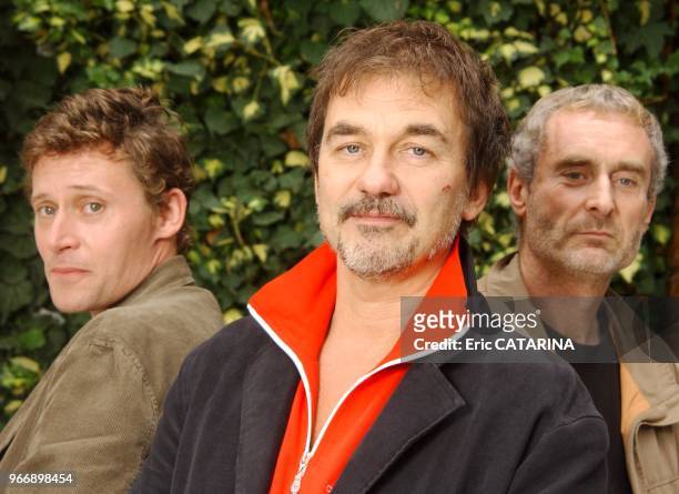 Close up of actor and director Olivier Marchal for his movie" 36 Quai des Orfevres" here with actor Francis Renaud and former policeman Dominique...