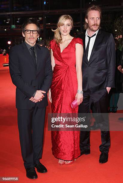 Actress Greta Gerwig, actors Ben Stiller and Rhys Ifans attend the 'Greenberg' Premiere during day four of the 60th Berlin International Film...