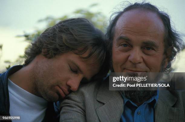 Le réalisateur Marco Ferreri et Christophe Lambert présentent le film 'I Love you' au Festival de Cannes le 13 mai 1986, France.