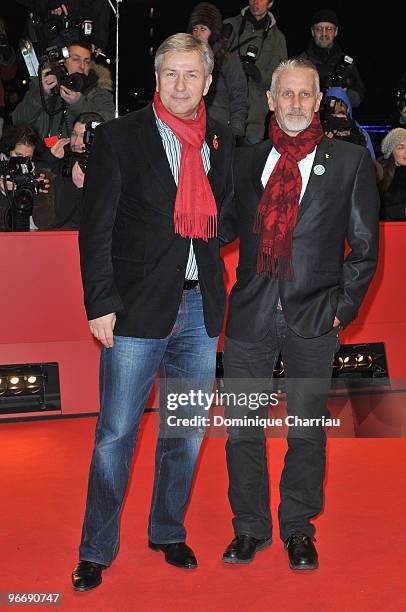 Berlin's mayor Klaus Wowereit and his partner Joern Kubicki attend the 'Greenberg' Premiere during day four of the 60th Berlin International Film...