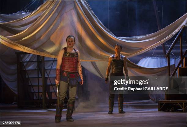 The Comedie-Francaise performs 'Troilus et Cressida' of William Shakespeare from January 26, 2013 to May 5, 2013 at theatre Ephemere, on January 25,...