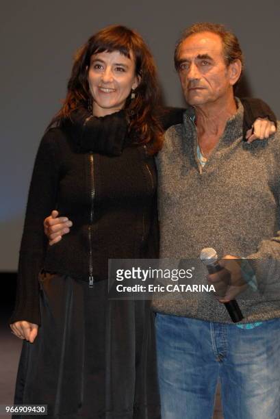French actor Richard Bohringer and daughter actress Romane Bohringer to promote C'est beau une ville la nuit,first movie of Richard as a director.