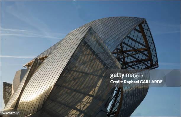 La fondation Louis Vuitton, joyau architectural de Bernard Arnault au coeur du bois de Boulogne, près du jardin d'Acclimatation le 18 décembre 2013,...