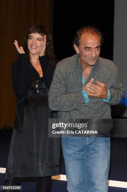 French actor Richard Bohringer and daughter actress Romane Bohringer to promote C'est beau une ville la nuit,first movie of Richard as a director.