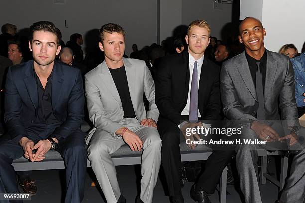 Actors Chace Crawford, Ryan Phillippe, Kellan Lutz and Mehcad Brooks attend the Calvin Klein Men's Collection Fall 2010 Fashion Show during...