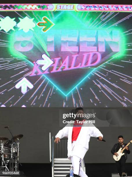 Khalid performs onstage during Day 3 of the 2018 Governors Ball Music Festival at Randall's Island on June 3, 2018 in New York City.