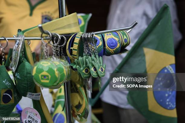 Brazil items seen for sale at the festival. Festival in Athens about traditional Latin-American culture with food, drinks, Latin dances, fresh juices...