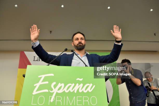 The national president of VOX Santiago Abascal during a political event in Barcelona. VOX party held a political event in Barcelona with the aim of...