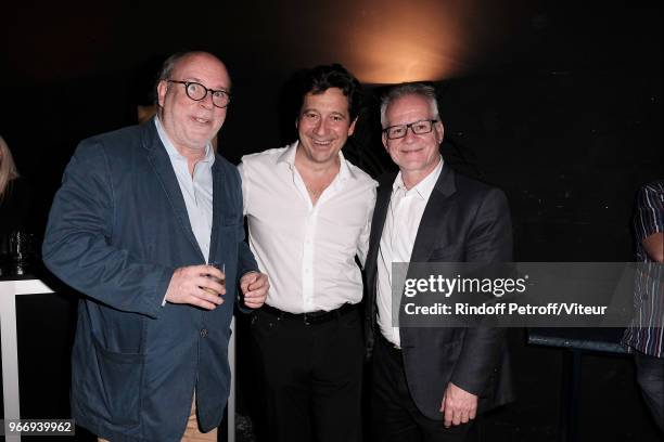 Academician Marc Lambron, Laurent Gerra and Delagate Director of Cannes Film Festival Thierry Fremaux attend "Sans Moderation" Laurent Gerra's Show...