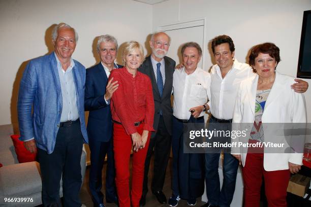 Claude Serillon, Catherien Ceylac, Nicolas Seydoux,Michel Drucker,Laurent Gerra and Roselyne Bachelot attend "Sans Moderation" Laurent Gerra's Show...