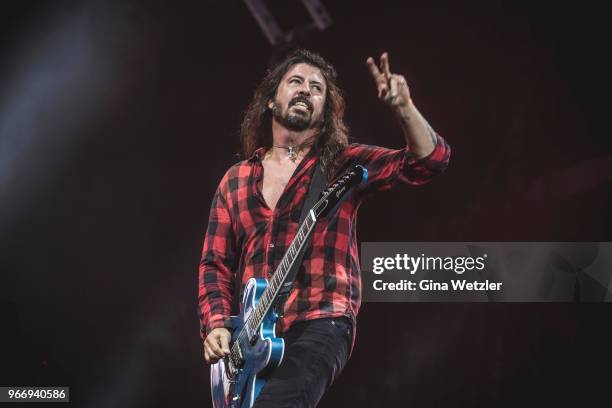 American singer Dave Grohl of Foo Fighters performs live on stage during Rock am Ring at Nuerburgring on June 3, 2018 in Nuerburg, Germany.