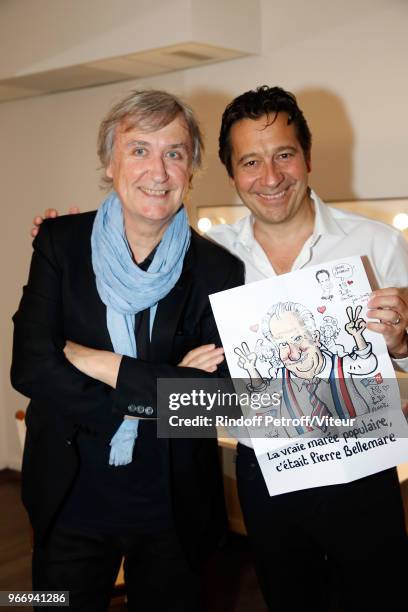 Plantu and Laurent Gerra attend "Sans Moderation" Laurent Gerra's Show at Palais des Sports on June 3, 2018 in Paris, France.