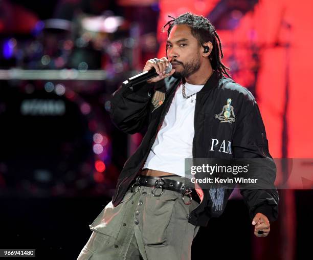 Miguel performs onstage during the 2018 iHeartRadio by AT&T at Banc of California Stadium on June 2, 2018 in Los Angeles, California.