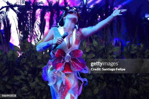 Bjork performs onstage during the 2018 We Love Green Festival on June 3, 2018 in Paris, France.