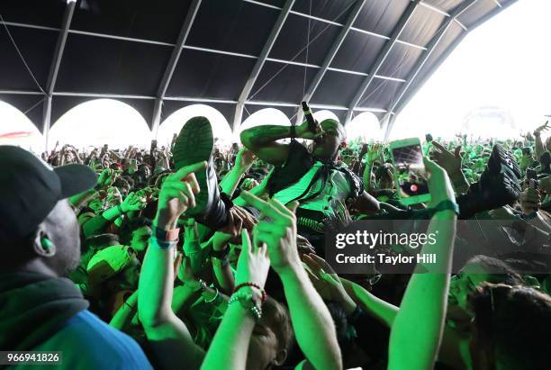 Vic Mensa performs onstage during Day 3 of the 2018 Governors Ball Music Festival at Randall's Island on June 3, 2018 in New York City.