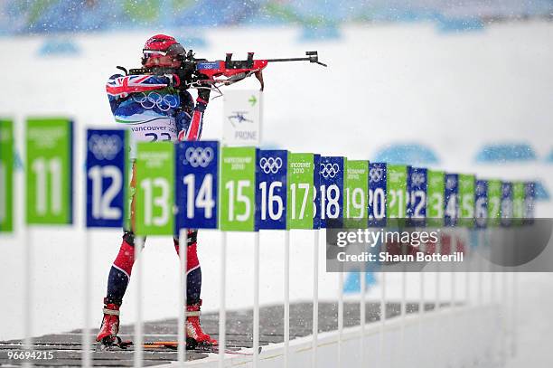 Lee-Steve Jackson of Great Britain and Northern Ireland competes in the men's biathlon 10 km sprint final during the Biathlon Men's 10 km Sprint on...