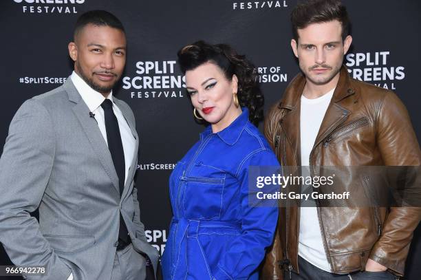 Actors Charles Michael Davis, Debi Mazar and Nico Tortorella attend 'The Kids Are All Right: The Bittersweet Magic of Younger' premiere during the...