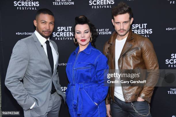 Actors Charles Michael Davis, Debi Mazar and Nico Tortorella attend 'The Kids Are All Right: The Bittersweet Magic of Younger' premiere during the...