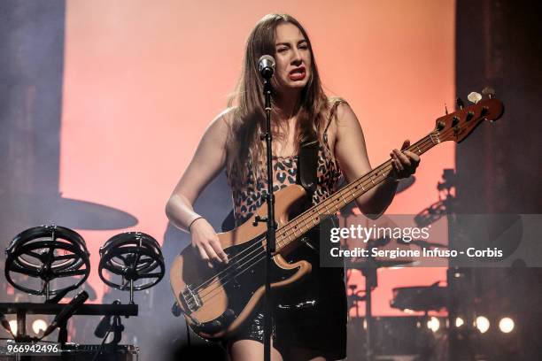 Este Haim of Haim performs on stage at Fabrique on June 3, 2018 in Milan, Italy.