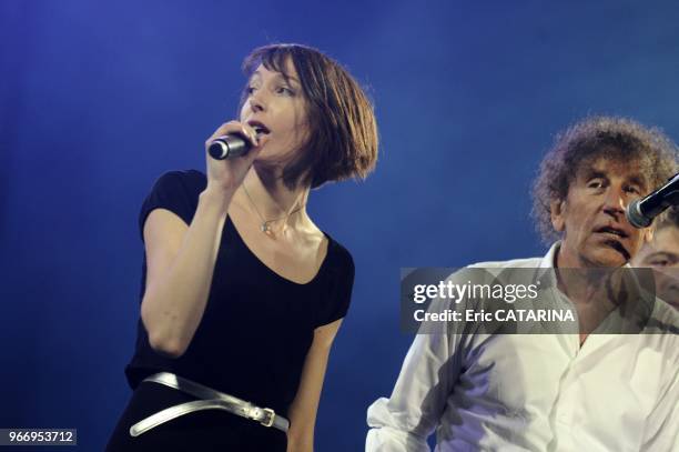 Alain Souchon performs at Les Francofolies de La Rochelle with guests. His sons Pierre Souchon and Charles Souchon Jeanne Cherhal,Maxime Le Forestier...