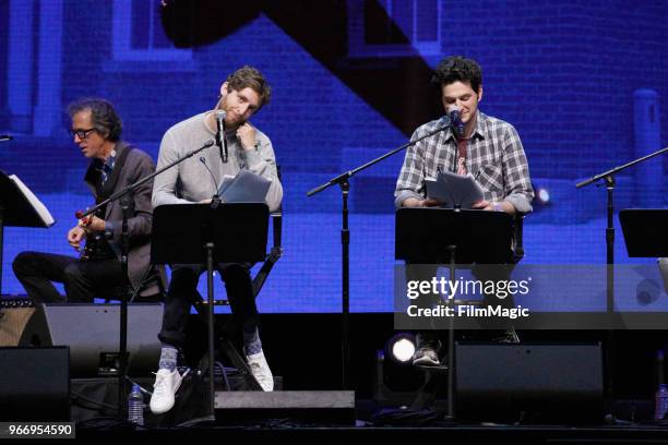 Thomas Middleditch and Ben Schwartz perform during 'Planes, Trains & Automobiles' on the Bill Graham Stage during Clusterfest at Civic Center Plaza...