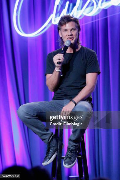 Theo Von performs onstage in the Larkin Comedy Club during Clusterfest at Civic Center Plaza and The Bill Graham Civic Auditorium on June 3, 2018 in...