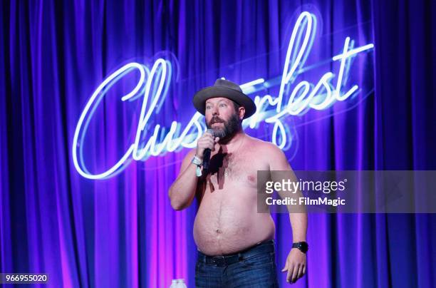 Bert Kreischer performs onstage in the Larkin Comedy Club during Clusterfest at Civic Center Plaza and The Bill Graham Civic Auditorium on June 3,...