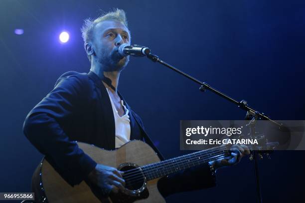 Alain Souchon performs at Les Francofolies de La Rochelle with guests. His sons Pierre Souchon and Charles Souchon Jeanne Cherhal,Maxime Le Forestier...