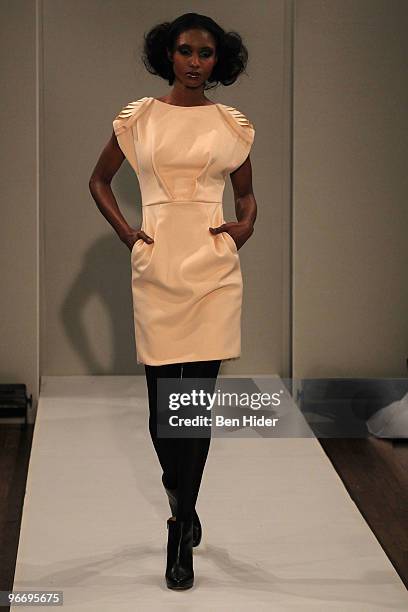 Model attends the Leanne Marshall Fall 2010 fashion show at The Union Square Ballroom on February 14, 2010 in New York City.