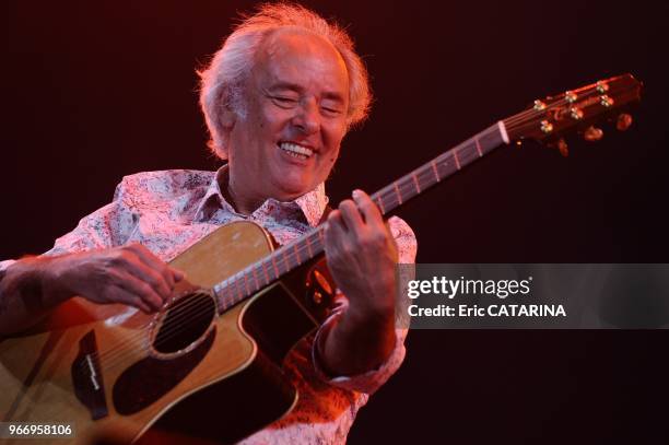 Alain Souchon performs at Les Francofolies de La Rochelle with guests. His sons Pierre Souchon and Charles Souchon Jeanne Cherhal,Maxime Le Forestier...