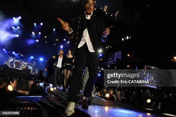 Alain Souchon performs at Les Francofolies de La Rochelle with guests. His sons Pierre Souchon and Charles Souchon Jeanne Cherhal,Maxime Le Forestier...