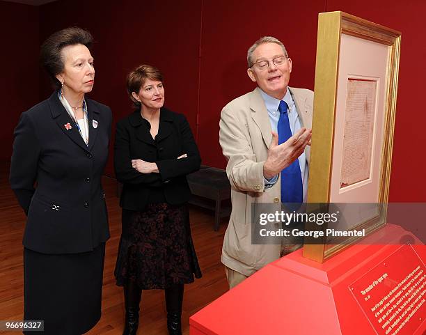 The Princess Royal and director of the Vancouver Art Gallery Kathleen Bartels and senior curator Ian Thom view Leonardo da Vinci's 500-year-old...