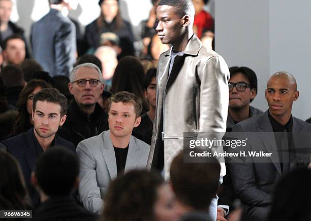 Chace Crawford, Ryan Phillipe and Mehcad Brooks attend the Calvin Klein Men's Collection Fall 2010 Fashion Show during Mercedes-Benz Fashion Week at...