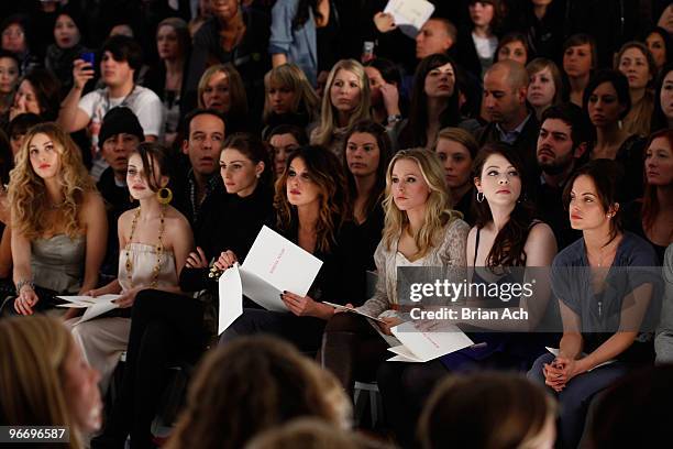 Whitney Port, actresses Alexis Dziena, Shenae Grimes, Kristen Bell, Michelle Trachtenberg, and Mena Suvari attend the Rebecca Taylor Fall 2010...