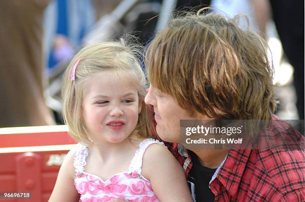 Larry Birkhead and daughter Dannielynn Hope Marshall are seen on February 14, 2010 in Los Angeles, California.