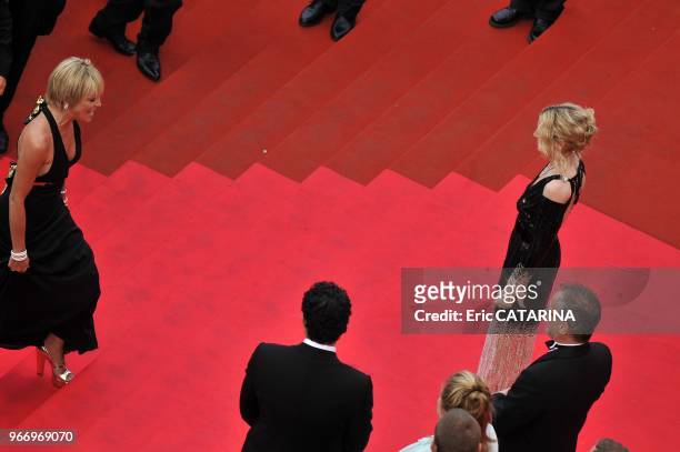 Madonna and Sharon Stone Madonna on the Red Carpet in Cannes to promote 'I Am Because We Are'.