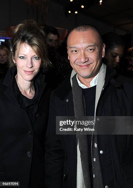 Editor in Chief, US Elle Robbie Myers and Elle Creative Director Joe Zee attends Mercedes-Benz Fashion Week at Bryant Park on February 14, 2010 in...