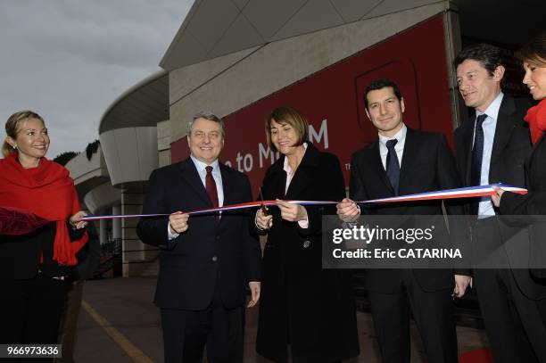 French Minister of Culture Christine Albanel Launches the 43rd edition of the Midem Music Market and testes her virtuosity at the 'Guitar Hero' game.