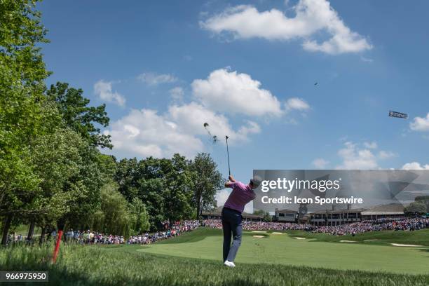 Patrick Cantlay on the 18th hole during the final round of the Memorial Tournament at Muirfield Village Golf Club in Dublin, Ohio on June 03, 2018.