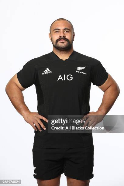 Karl Tu'inukuafe poses during a New Zealand All Blacks headshots session on June 3, 2018 in Auckland, New Zealand.