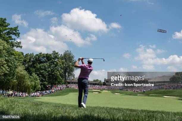 Patrick Cantlay on the 18th hole during the final round of the Memorial Tournament at Muirfield Village Golf Club in Dublin, Ohio on June 03, 2018.