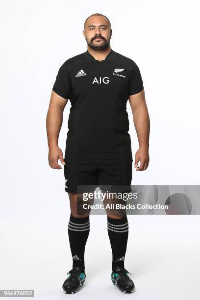 Karl Tu'inukuafe poses during a New Zealand All Blacks headshots session on June 3, 2018 in Auckland, New Zealand.